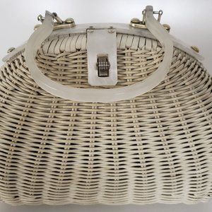 1950's Simon Mister Ernest White Wicker Handbag